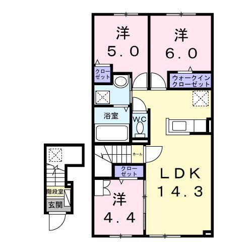 ひまわりV(3LDK/2階)の間取り写真