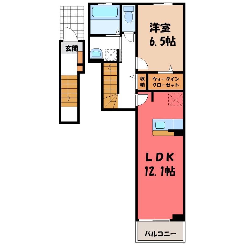 メゾン ミモザV(1LDK/2階)の間取り写真