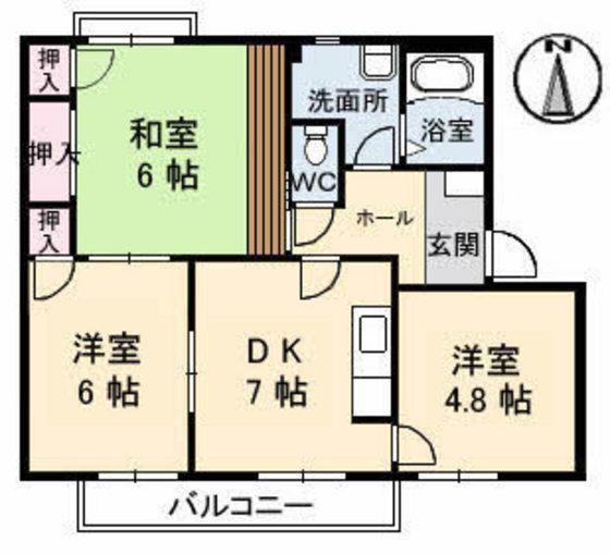 中山台アクシア(3DK/2階)の間取り写真