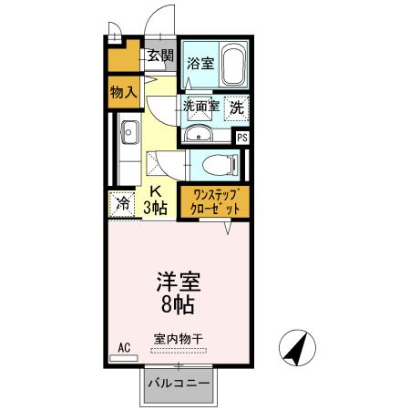 D-ROOM N.大谷(1K/1階)の間取り写真