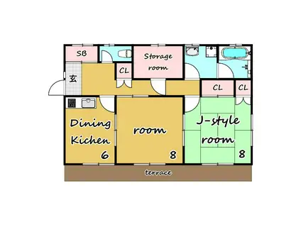 根岸アパート(2SDK/1階)の間取り写真