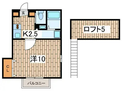 第2ネオMIコーポ(1K/2階)の間取り写真
