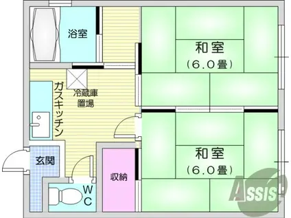 第一清京荘(2K/2階)の間取り写真
