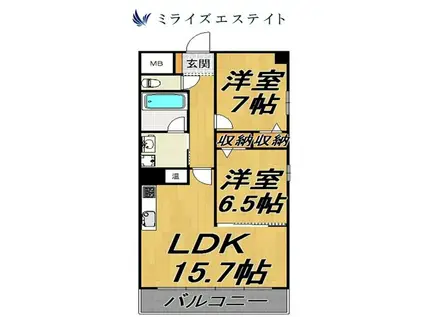 メープルアネスト新栄(2LDK/2階)の間取り写真