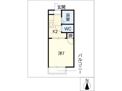 ウィル城西(1K/1階)の間取り写真