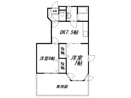 VILLA AMITY D(2DK/1階)の間取り写真