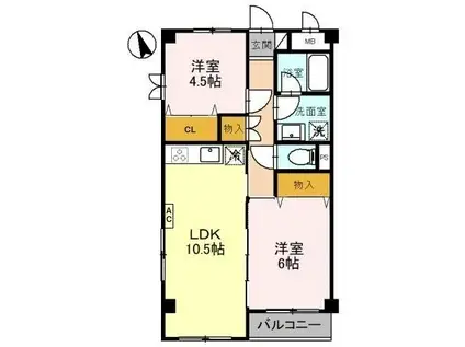 アーバンハウス10号館(2LDK/1階)の間取り写真