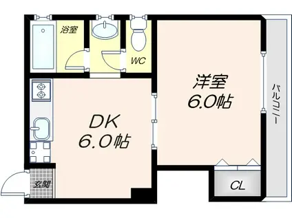 第1コーポ春日荘(1DK/4階)の間取り写真
