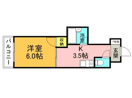 エオス舟入(1DK/8階)の間取り写真