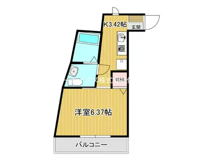 オネストビル(1K/4階)の間取り写真
