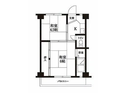 サン・コーポラス越谷 4号棟(2K/4階)の間取り写真