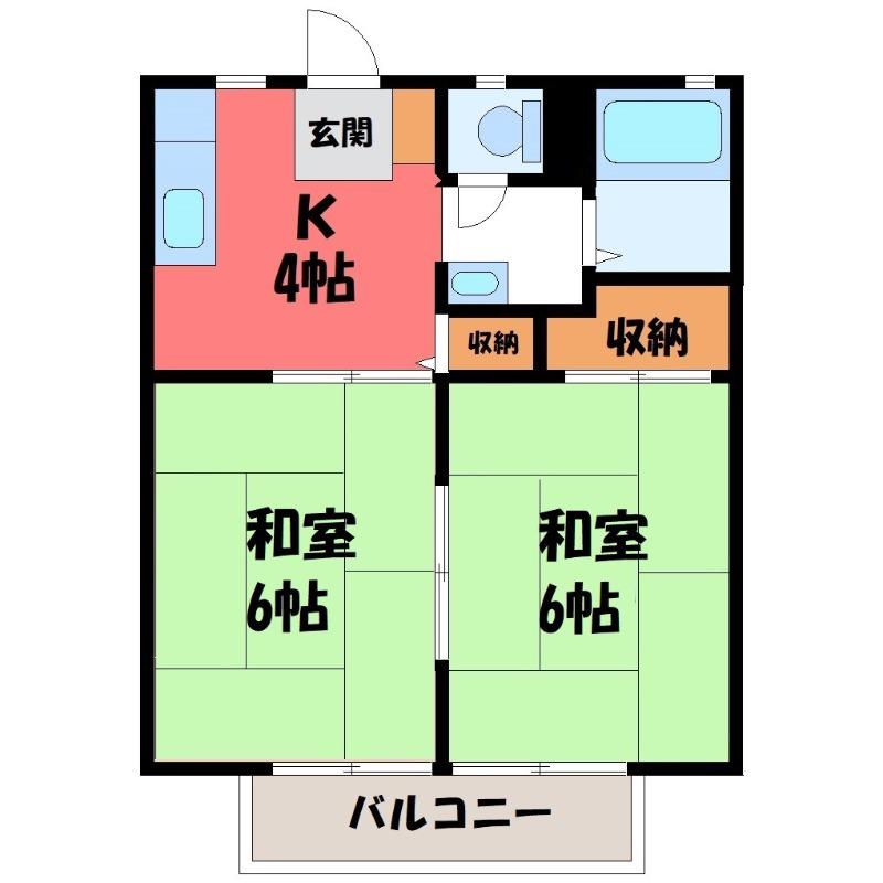 パナハイツアイン(2DK/2階)の間取り写真