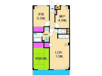 ハイツ井出(3LDK/2階)の間取り写真