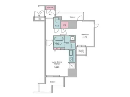 レジディア中延(1LDK/14階)の間取り写真