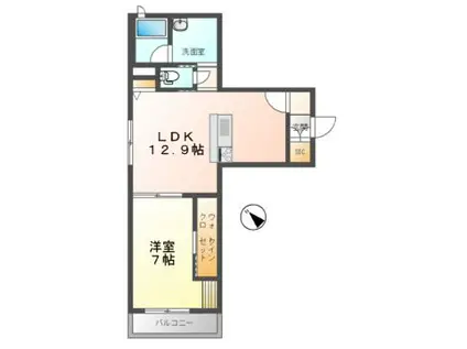 ベレオ コンフォーザ 新山口駅前(1LDK/3階)の間取り写真