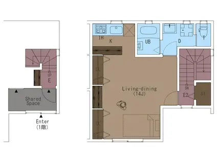 リベルテB 酒田市東大町3丁目(ワンルーム/1階)の間取り写真