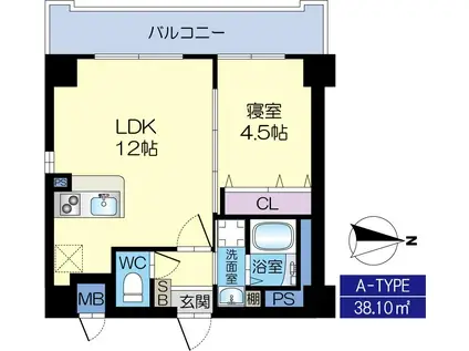 ル・レーヴ茨木(1LDK/6階)の間取り写真