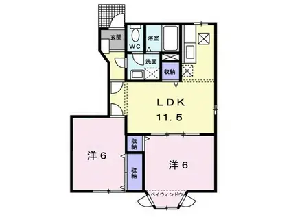 ラヴィリントスB(2LDK/1階)の間取り写真