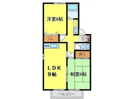 レフィナードA(2DK/1階)の間取り写真