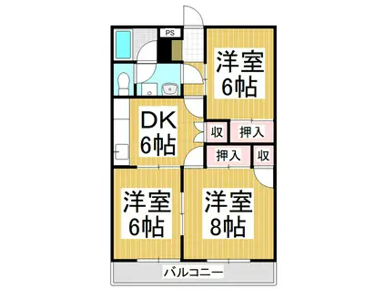 サンハイツ小林(3DK/1階)の間取り写真