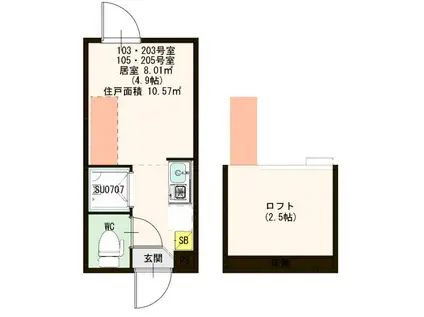 ハーモニーテラス仲宿IV(ワンルーム/2階)の間取り写真