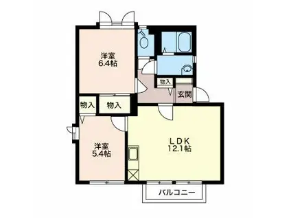 メゾンクレール原II(2LDK/1階)の間取り写真