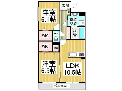 コンフォーティア広丘(2LDK/2階)の間取り写真