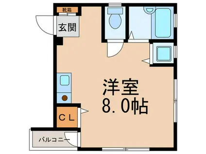 セパレートハイツ(ワンルーム/2階)の間取り写真