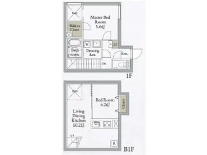 LIVEFLAT高田馬場(2LDK/1階)の間取り写真