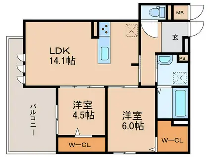 OKAYAMATE嘉平(2LDK/2階)の間取り写真