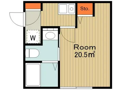 ALBA立川(1K/1階)の間取り写真