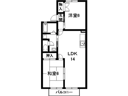 ベルデュール歌里(2LDK/2階)の間取り写真