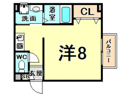 エントピアⅥ(1K/2階)の間取り写真