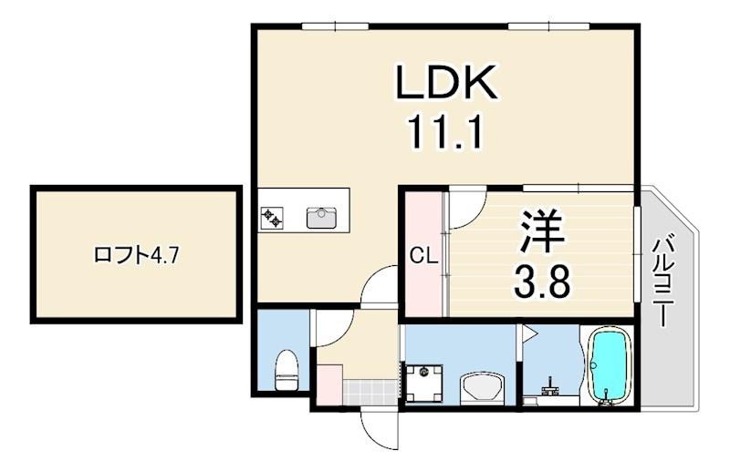 MICA ELENO(1LDK/1階)の間取り写真
