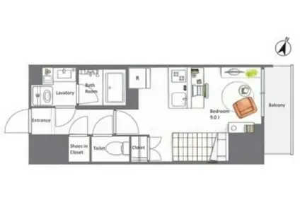 アイフラット若松河田(ワンルーム/8階)の間取り写真