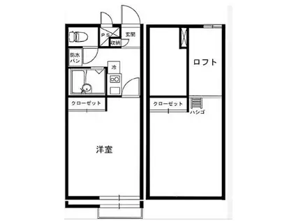 メインシティガーデンフォルトゥーナ(1K/2階)の間取り写真