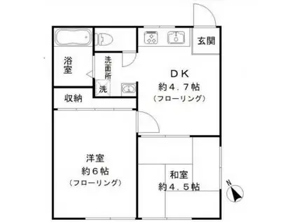 グランドエトワールII(2DK/1階)の間取り写真