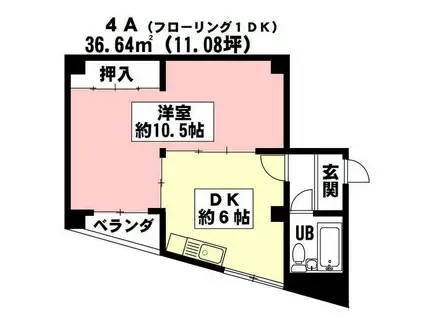 堀壹ビル(1DK/4階)の間取り写真