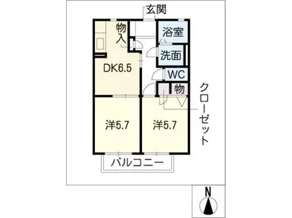 PAL COURT A棟(2DK/2階)の間取り写真