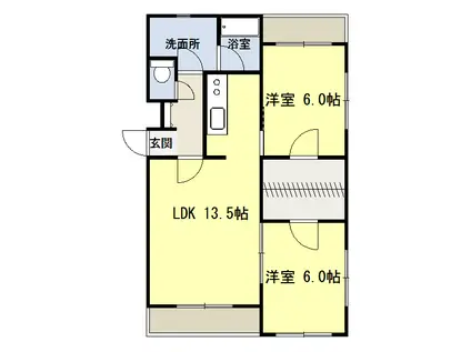 ベルキューブ中島通(2LDK/3階)の間取り写真
