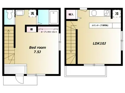HARCH初台(1LDK/1階)の間取り写真