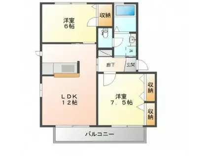 レジデンスノア(2LDK/2階)の間取り写真