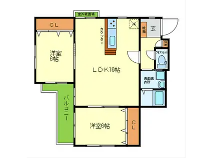 ジョワウエスト(2LDK/2階)の間取り写真