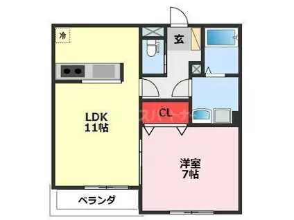 エクセルメゾン南流山(1LDK/2階)の間取り写真