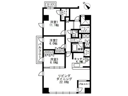 アーバンパーク代官山2(3LDK/5階)の間取り写真