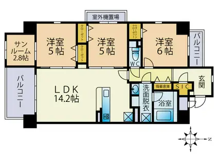 テラパカータ姪浜(3SLDK/7階)の間取り写真