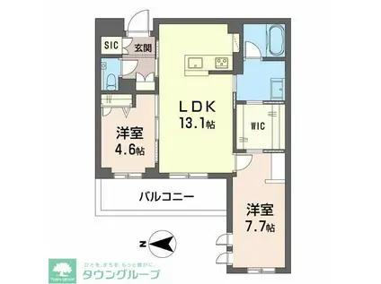 ブラッサムガーデン武蔵小杉(2LDK/4階)の間取り写真