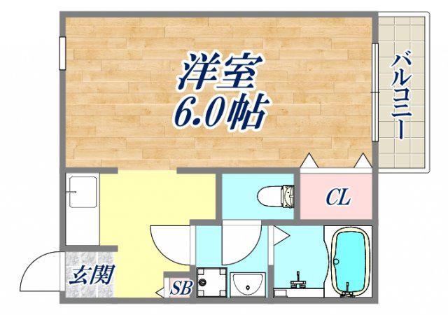 メイプル津門(1K/2階)の間取り写真