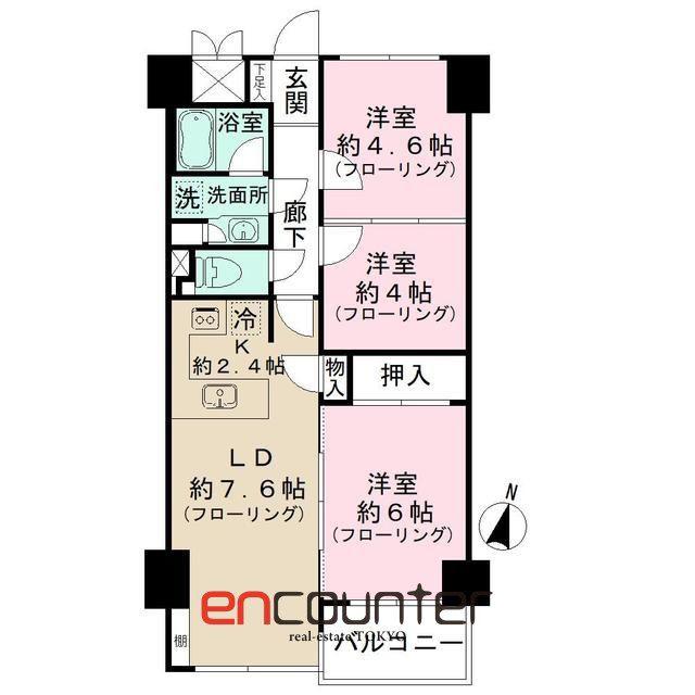 ハイホーム市ヶ谷(3LDK/7階)の間取り写真