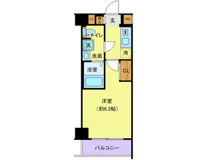 クレヴィスタ横浜綱島(1K/1階)の間取り写真